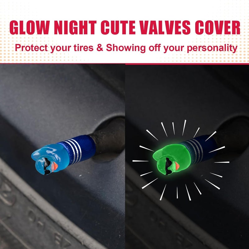 Rislobx 4Pcs Tire Valve Stem Cap Cover for Car SUV Truck, Valve Cover with Funny Duck Sunglasses, Decorative Tire Valve Caps Wheel Accessories (Blue Sunglasses Duck) - Image 4