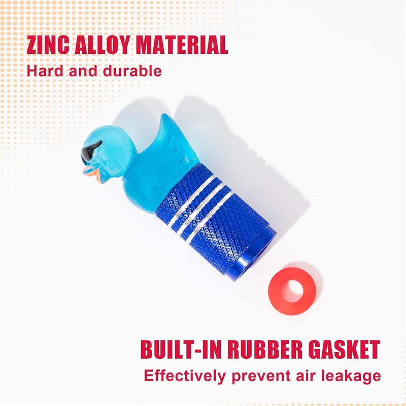 Rislobx 4Pcs Tire Valve Stem Cap Cover for Car SUV Truck, Valve Cover with Funny Duck Sunglasses, Decorative Tire Valve Caps Wheel Accessories (Blue Sunglasses Duck) - Image 2