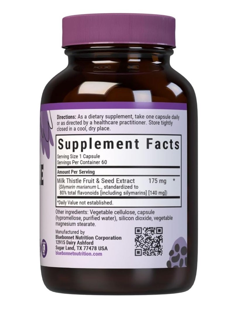 Bluebonnet Nutrition - Standardized Milk Thistle Fruit and Seed Extract Vegetable Capsules, 60 count - Image 1