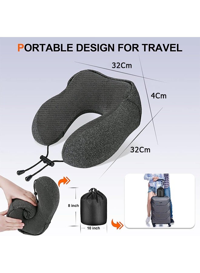 Neck Pillow for Travel, Memory Foam Travel Pillow with Hood, Adult Airplane Pillow for Head Rest Neck Support, Portable Pillow for Office Cars Trains Long Flights Sleeping - Image 2