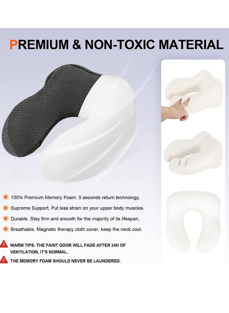Neck Pillow for Travel, Memory Foam Travel Pillow with Hood, Adult Airplane Pillow for Head Rest Neck Support, Portable Pillow for Office Cars Trains Long Flights Sleeping - Image 5