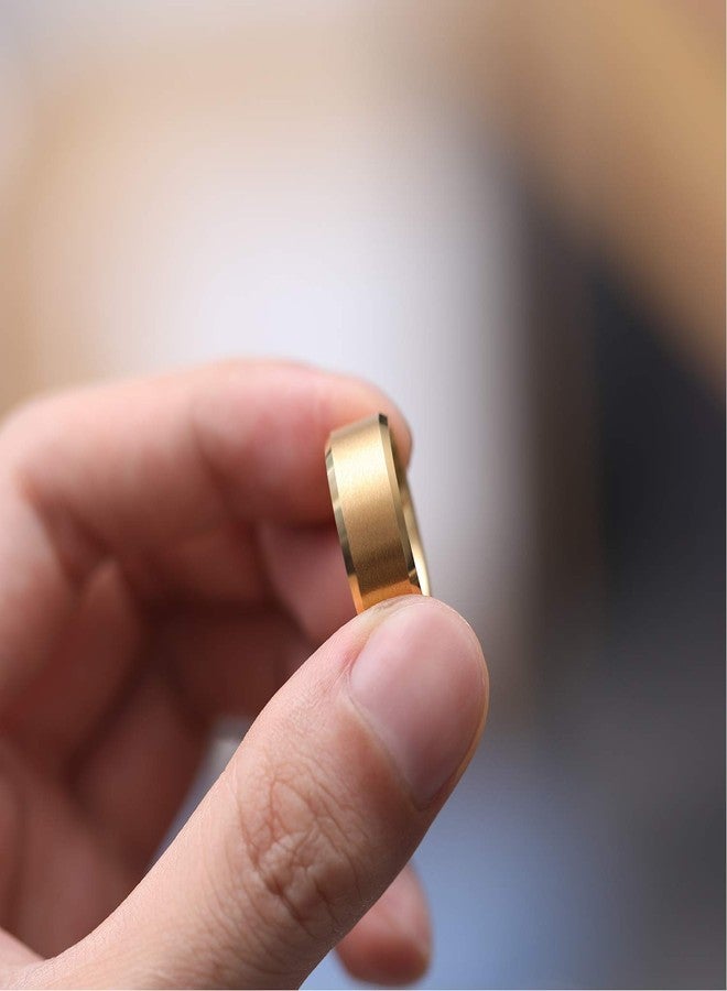 TRUMIUM خواتم ترومايوم 8 مم مطلية بالذهب عيار 24 من التنجستن للرجال والنساء، خواتم زفاف، تشطيب غير لامع، حواف مائلة، ملائمة مريحة، مقاس 9.5 - Image 4