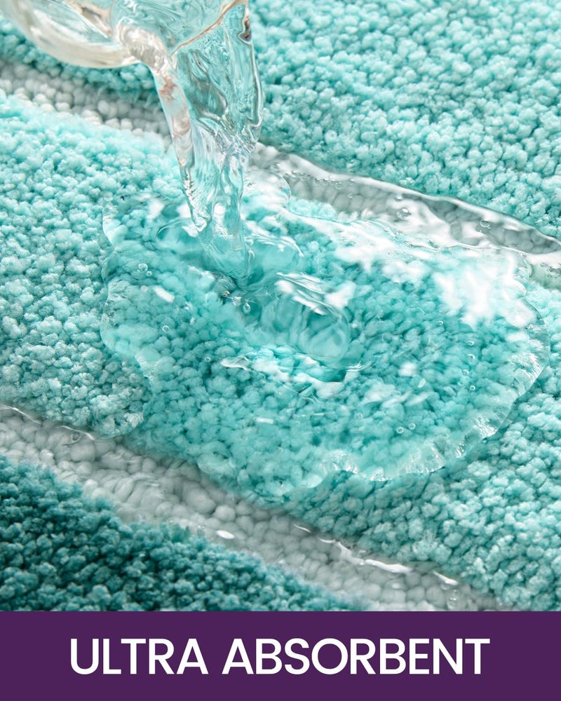 DEXI Bath Mat Bathroom Rug Absorbent Non-Slip Washable Shower Floor Mats Small Carpet 24""x43""  Turquoise - Image 4