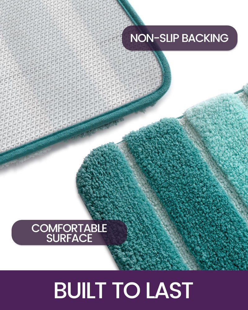 DEXI Bath Mat Bathroom Rug Absorbent Non-Slip Washable Shower Floor Mats Small Carpet 24""x43""  Turquoise - Image 5