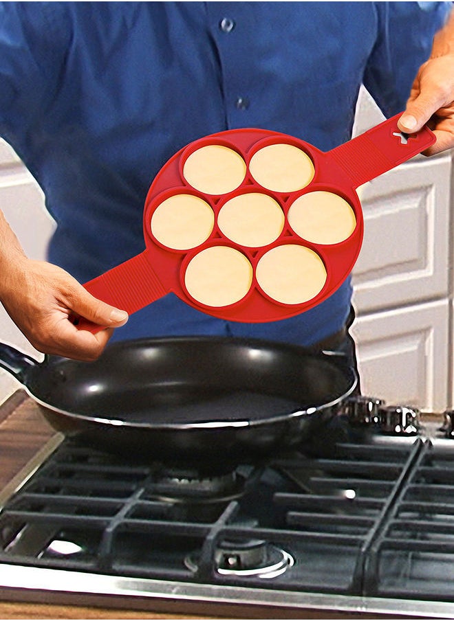 NIBEMINENT - Egg Baking Round Holes Ring Mould Red - Image 1