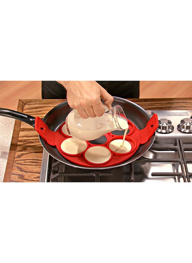 NIBEMINENT - Egg Baking Round Holes Ring Mould Red - Image 1
