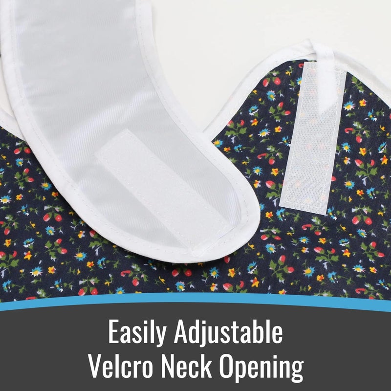 DMI Adult Bibs for Men and Women Washable Adult Bibs for Eating Adult Bibs for Elderly Waterproof Adult Bib Bibs for Adults Adult Clothing Protector Green Print - Image 3