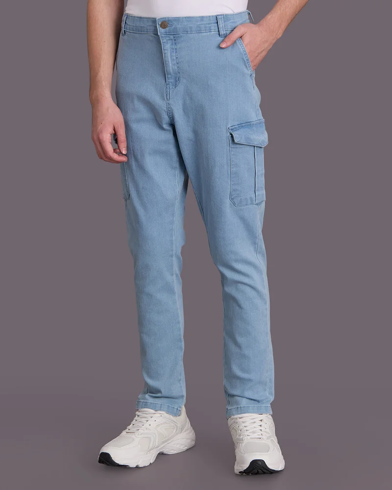 REDTAG Senior Boys Blue Cargo Jeans