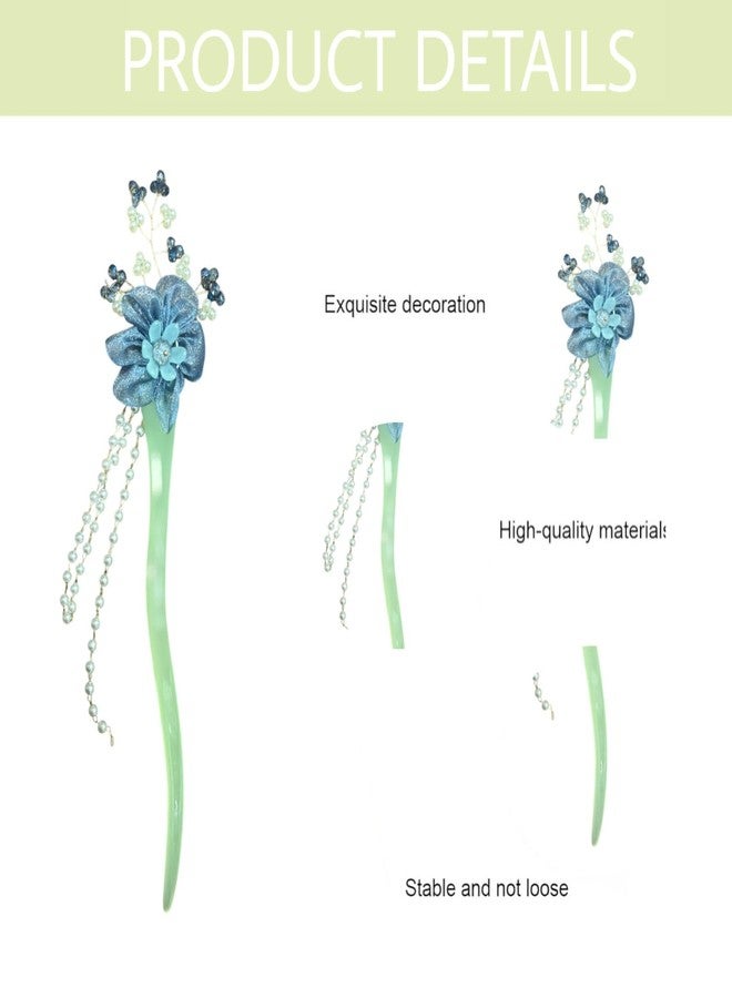 دبابيس شعر صينية من ADORNISH، دبوس شعر عتيق مصنوع يدويًا على شكل زهرة مع شرابة، عيدان شعر تقليدية للشعر الطويل (2) - Image 2