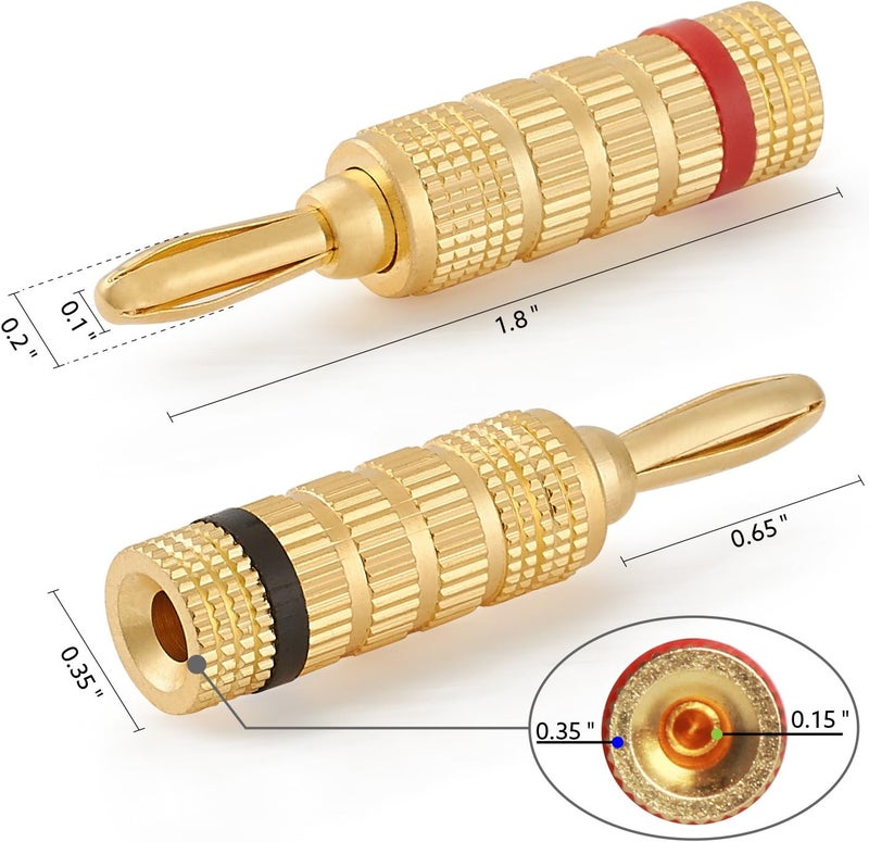 WGGE موصلات مكبر الصوت WGGE WG-3333 المطلية بالذهب عيار 24 قيراط - نوع برغي مغلق (6 أزواج، 12 موصل) - Image 3
