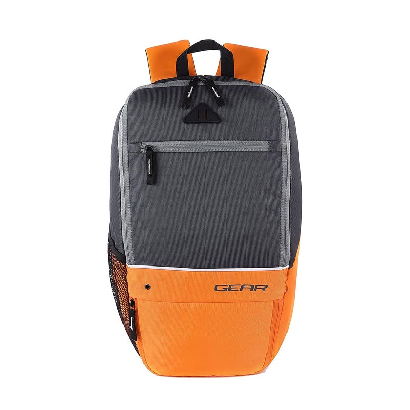 Gear Superior Xl 17L Water Resistant School Bag/Casual Standard 4 Compartment Backpack/College Bag For Men/Women (Grey-Orange) - Image 1