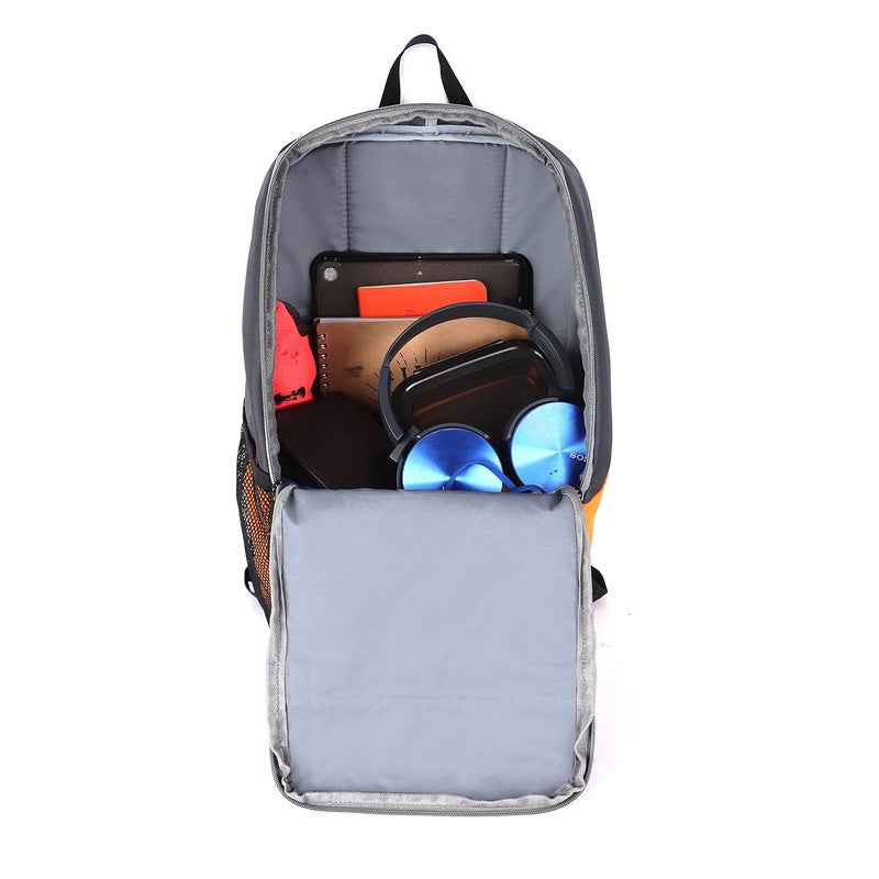 Gear Superior Xl 17L Water Resistant School Bag/Casual Standard 4 Compartment Backpack/College Bag For Men/Women (Grey-Orange) - Image 4