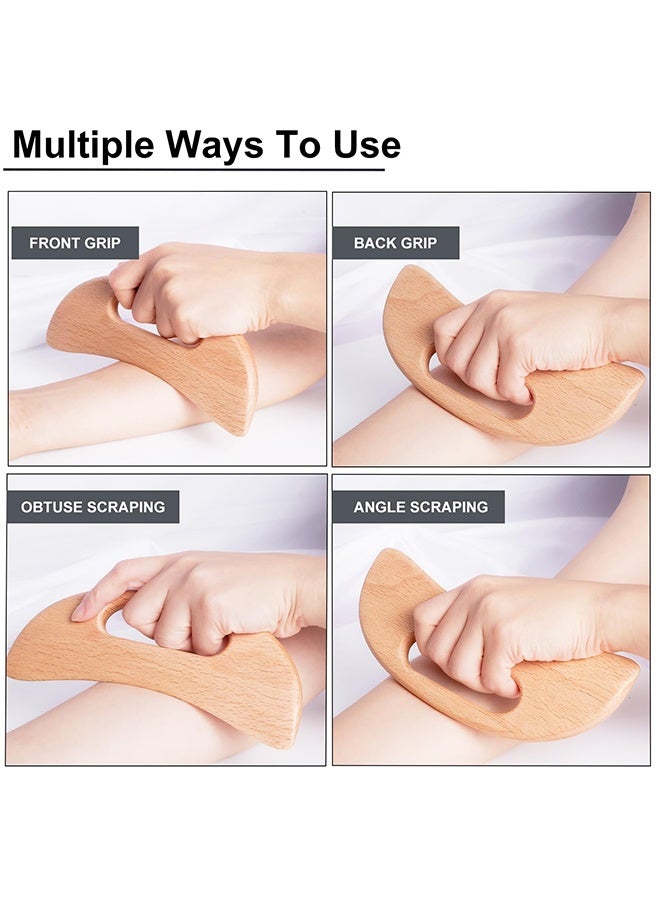 Wood Therapy Gua Sha Full Body Massage Tool, Wooden Lymphatic Drainage Anti Cellulite Sculpting Tool, Muscle Tension Relief Guasha Massager for Face Neck Back Legs, Home Spa Use - Image 5