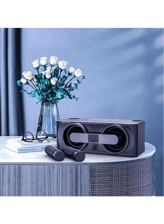 سمارت بيري Portable Wireless Karaoke Speaker M24 – Bluetooth Speaker with Wireless Microphone, High-Quality Sound, LED Lights, Rechargeable – Perfect for Home, Parties, Outdoor Fun, and Karaoke Sessions - Image 2