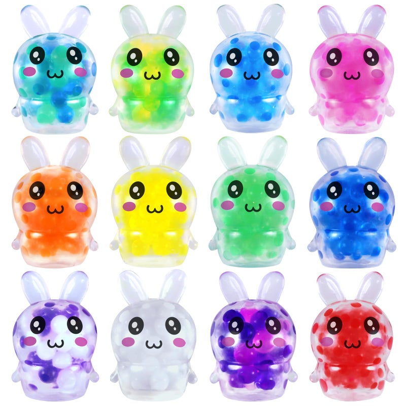 Runleo Easter Egg Stuffers Bunny Stress Balls 12 Pcs Mini Bunny Squishies Toys Easter Basket Fillers Squishy Fidget Sensory Toy for Kids Girls Boys Teens Adult Classroom Prize Gift Party Favors Supplies - Image 3