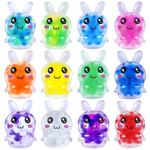 Runleo Easter Egg Stuffers Bunny Stress Balls 12 Pcs Mini Bunny Squishies Toys Easter Basket Fillers Squishy Fidget Sensory Toy for Kids Girls Boys Teens Adult Classroom Prize Gift Party Favors Supplies - Image 1