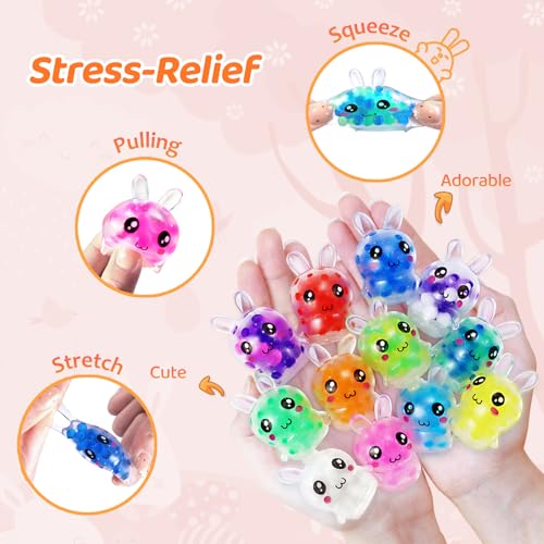 Runleo Easter Egg Stuffers Bunny Stress Balls 12 Pcs Mini Bunny Squishies Toys Easter Basket Fillers Squishy Fidget Sensory Toy for Kids Girls Boys Teens Adult Classroom Prize Gift Party Favors Supplies - Image 5