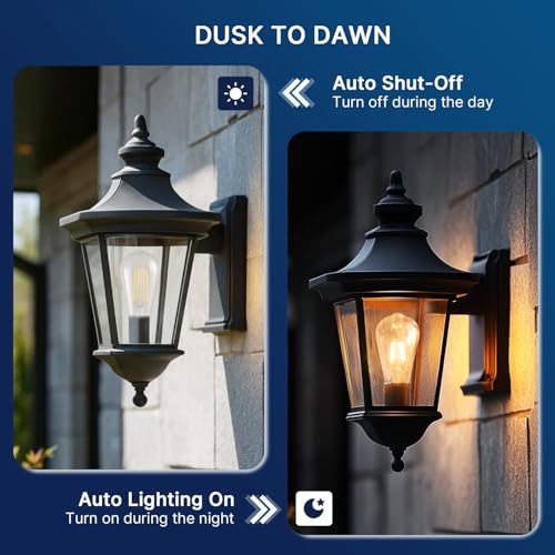 FLSNT Dusk to Dawn Outdoor Sensor ST19 LED Light Bulb, 7W (60W Eqv.), 800LM,Vintage Filament E26 Base, Auto On/Off Photocell Automatic for Energy-Efficient Outdoor Lighting, 2700K Soft White, 4 Pack - Image 2