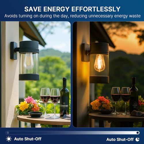 FLSNT Dusk to Dawn Outdoor Sensor ST19 LED Light Bulb, 7W (60W Eqv.), 800LM,Vintage Filament E26 Base, Auto On/Off Photocell Automatic for Energy-Efficient Outdoor Lighting, 2700K Soft White, 4 Pack - Image 4