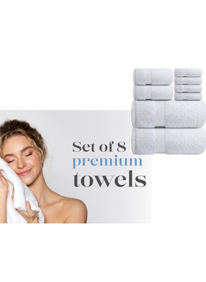 Kingston Kingston Premium White Bath Towel Set - 100% Turkish Cotton 2 Bath Towels, 2 Hand Towels, 2 Washcloths - Soft, Absorbent, Durable – Quick Dry - Perfect for Daily Use  - Image 3