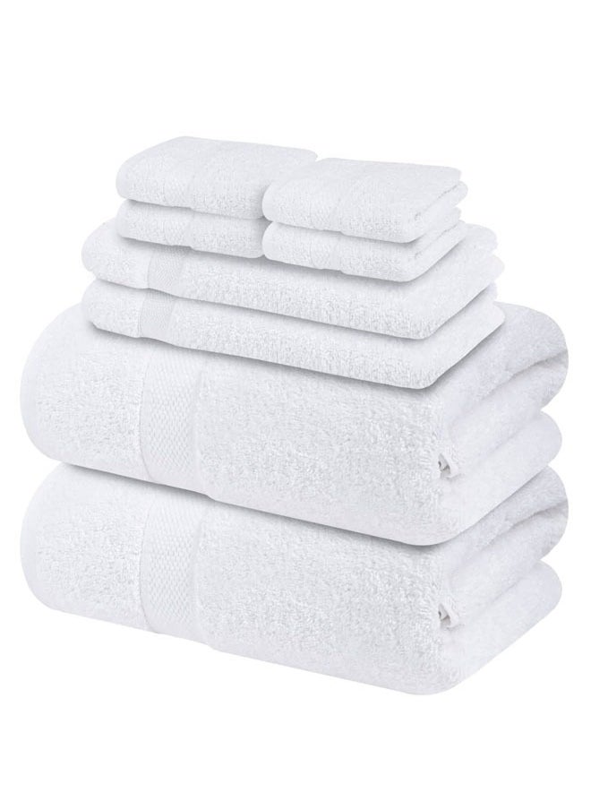 Kingston Kingston Premium White Bath Towel Set - 100% Turkish Cotton 2 Bath Towels, 2 Hand Towels, 2 Washcloths - Soft, Absorbent, Durable – Quick Dry - Perfect for Daily Use  - Image 2