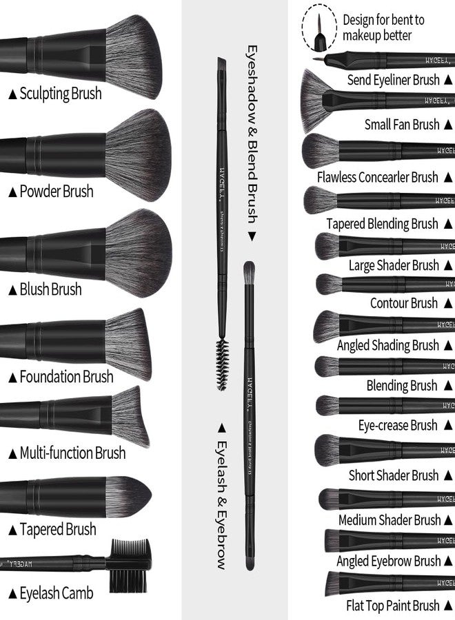 MAGEFY Makeup Brush Set, 22 Pcs Premium Synthetic Makeup Brushes Foundation Eyeshadow Brush Powder Blush Concealers Brush Set Travel Makeup Brushes with Case(Black) - Image 2