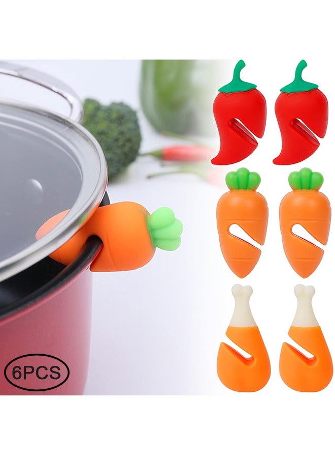 6Pcs Pot Lid Lifter, Pot Cover Spill Stopper, Creative Silicone Heat-resistant Kitchenware for Splash-Proof, Boil Over and Spill Proof, Pot Lid Holder Keep The Lid Open Reduce Soup Spills  - Image 1