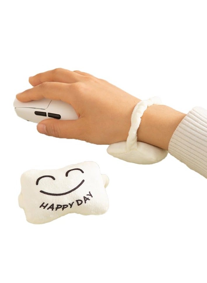 كيلا مسند معصم الماوس من القماش الناعم لدعم لوحة المفاتيح ومسند المعصم، سوار معصم مريح للكمبيوتر المحمول والعمل المكتبي (أبيض) - Image 1