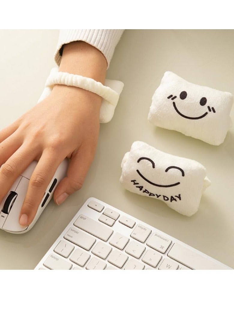 كيلا مسند معصم الماوس من القماش الناعم لدعم لوحة المفاتيح ومسند المعصم، سوار معصم مريح للكمبيوتر المحمول والعمل المكتبي (أبيض) - Image 3