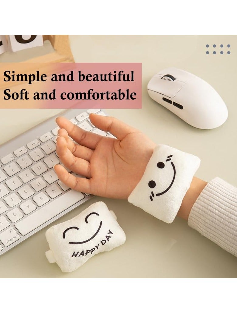 كيلا مسند معصم الماوس من القماش الناعم لدعم لوحة المفاتيح ومسند المعصم، سوار معصم مريح للكمبيوتر المحمول والعمل المكتبي (أبيض) - Image 4