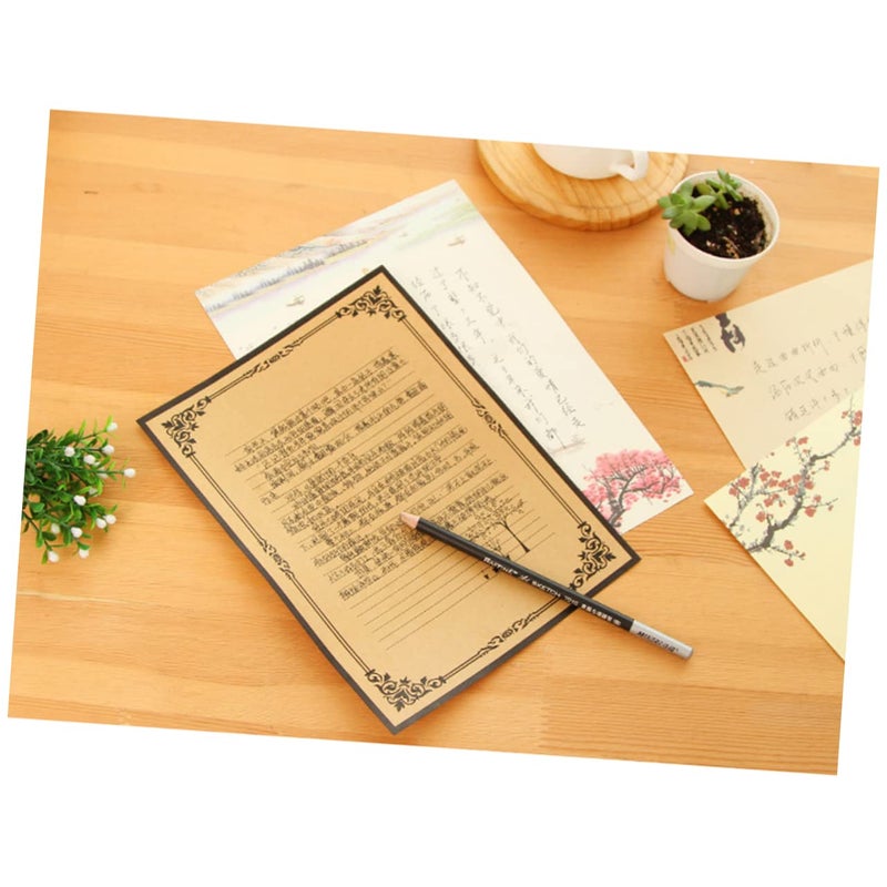 8 Sheets Vintage Kraft Writing Paper Stationery Set Classic Romantic Letterhead - Image 5