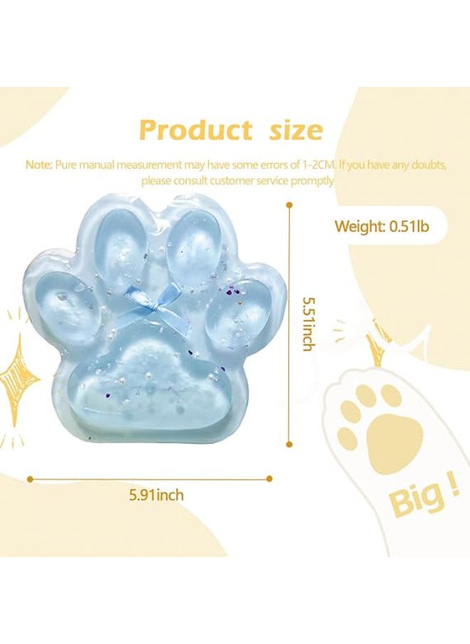Generic Titata Taba Giant Paw Squishy for Kids Adults, Big Furry Cat Paw Squishy Toys for Stress Relief, Super Soft Squeeze Fidget Toys (Clear&Blue)  - Image 3