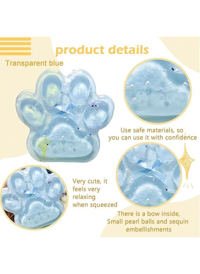 Generic Titata Taba Giant Paw Squishy for Kids Adults, Big Furry Cat Paw Squishy Toys for Stress Relief, Super Soft Squeeze Fidget Toys (Clear&Blue)  - Image 2