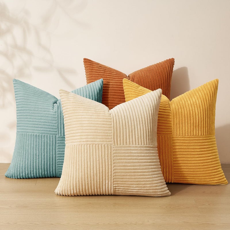 Topfinel Decorative Orange Teal Throw Pillow Covers Set of 4,Boho Pillow Covers Soft and Cozy Velvet Double-Sided Designs,Mix and Match for Couch Boho Farmhouse Fall Home Decor 18x18 Inch - Image 1