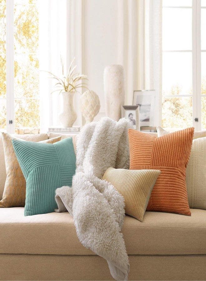Topfinel Decorative Orange Teal Throw Pillow Covers Set of 4,Boho Pillow Covers Soft and Cozy Velvet Double-Sided Designs,Mix and Match for Couch Boho Farmhouse Fall Home Decor 18x18 Inch - Image 2