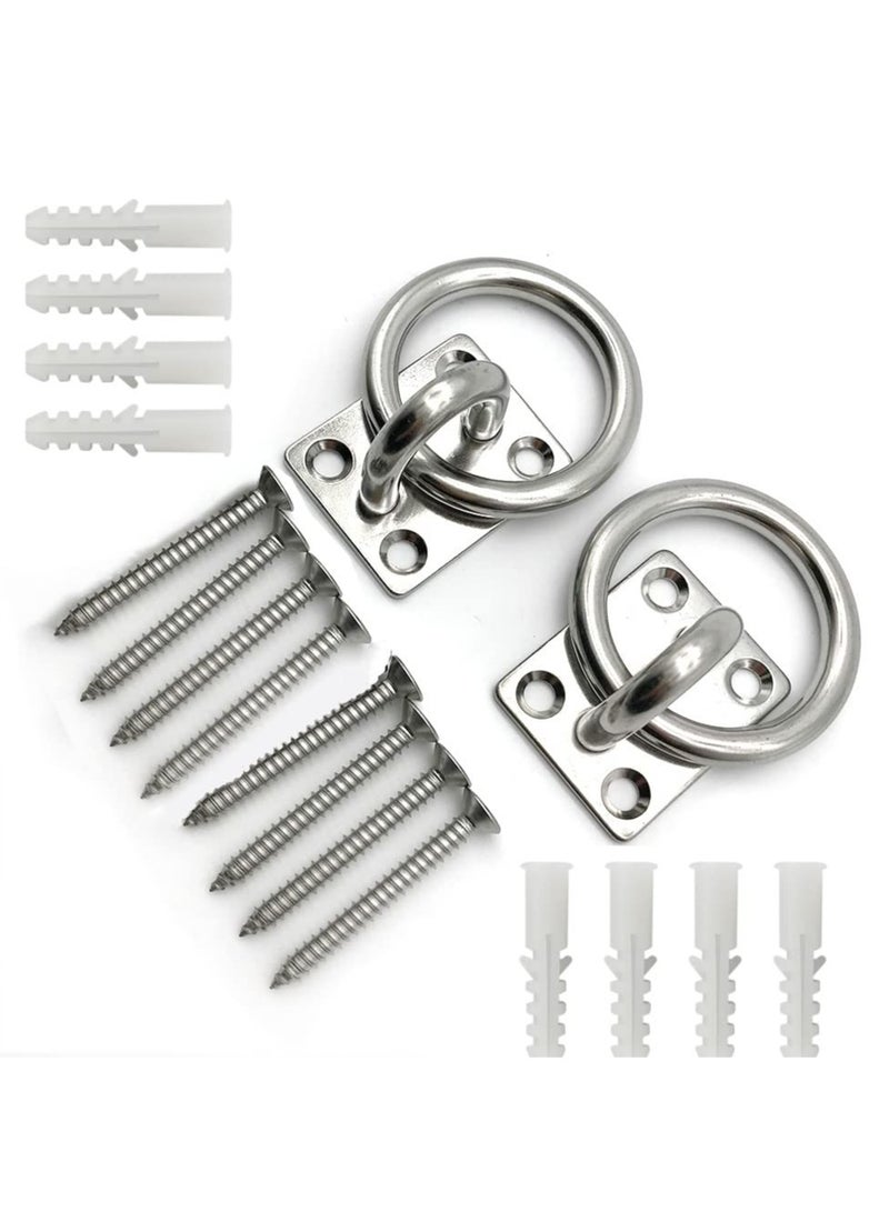 Excefore 2 Pack Ceiling Hook, 304 Stainless Steel Wall Mount Hook, Premium Heavy Duty Square Stainless Steel Pad Eye Hooks, Suitable for Yoga Swings Hammocks Training Straps Hanging - Image 1