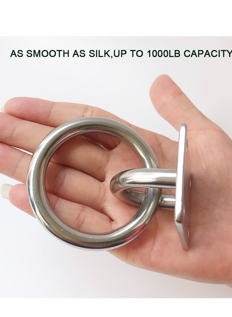 Excefore 2 Pack Ceiling Hook, 304 Stainless Steel Wall Mount Hook, Premium Heavy Duty Square Stainless Steel Pad Eye Hooks, Suitable for Yoga Swings Hammocks Training Straps Hanging - Image 5