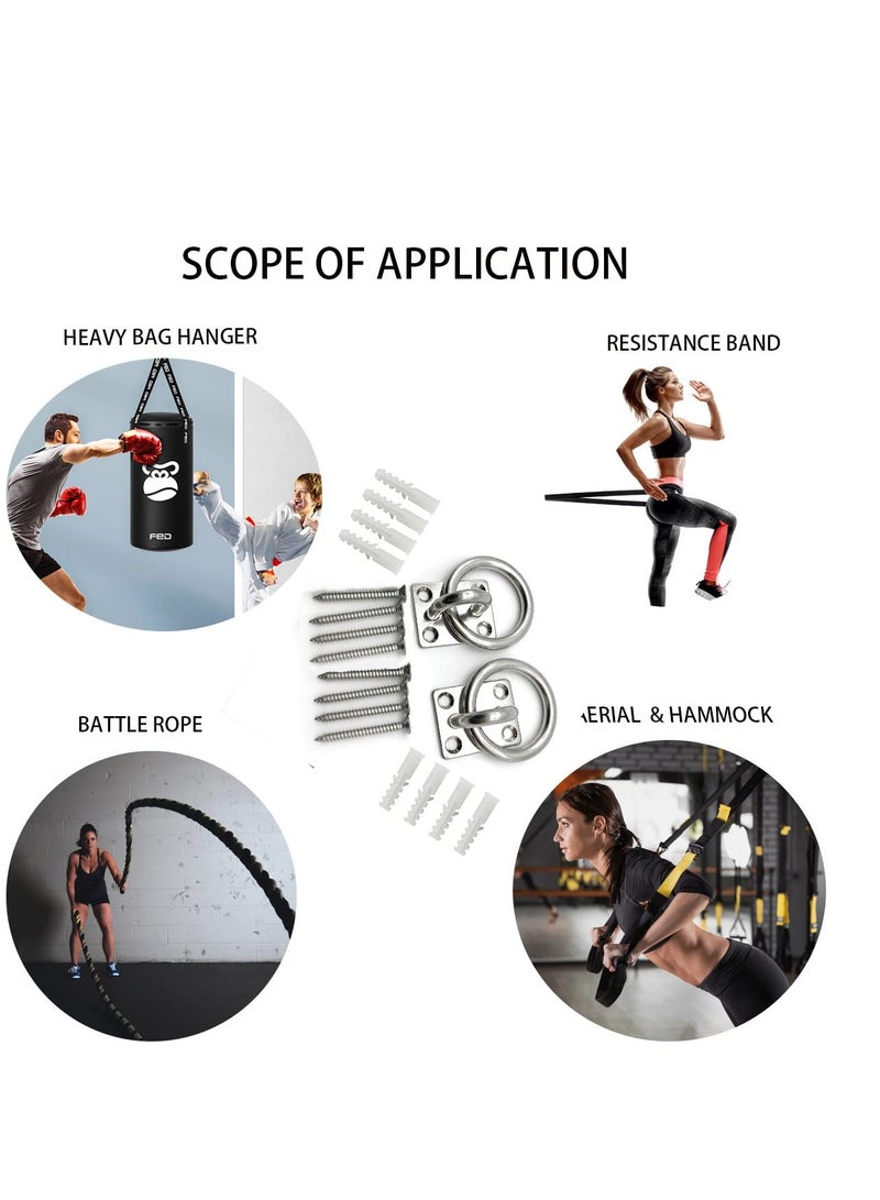 Excefore 2 Pack Ceiling Hook, 304 Stainless Steel Wall Mount Hook, Premium Heavy Duty Square Stainless Steel Pad Eye Hooks, Suitable for Yoga Swings Hammocks Training Straps Hanging - Image 3