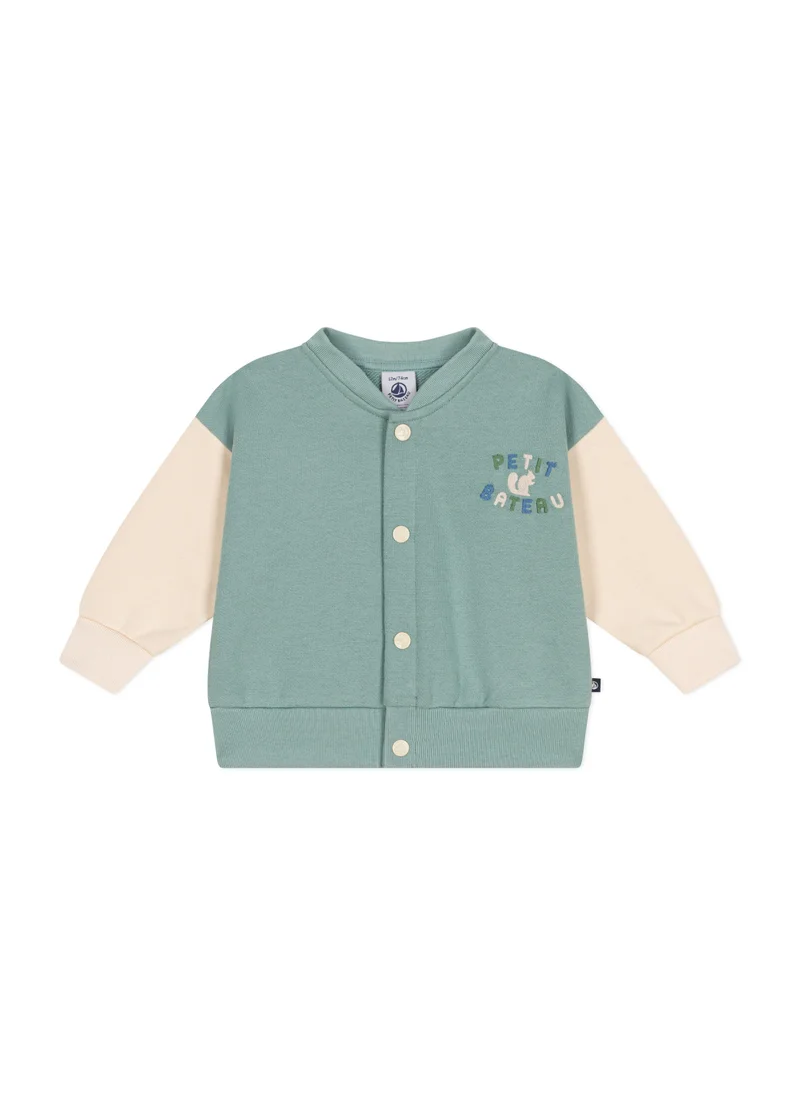 Petit Bateau Babies' varsity-style fleece jacket