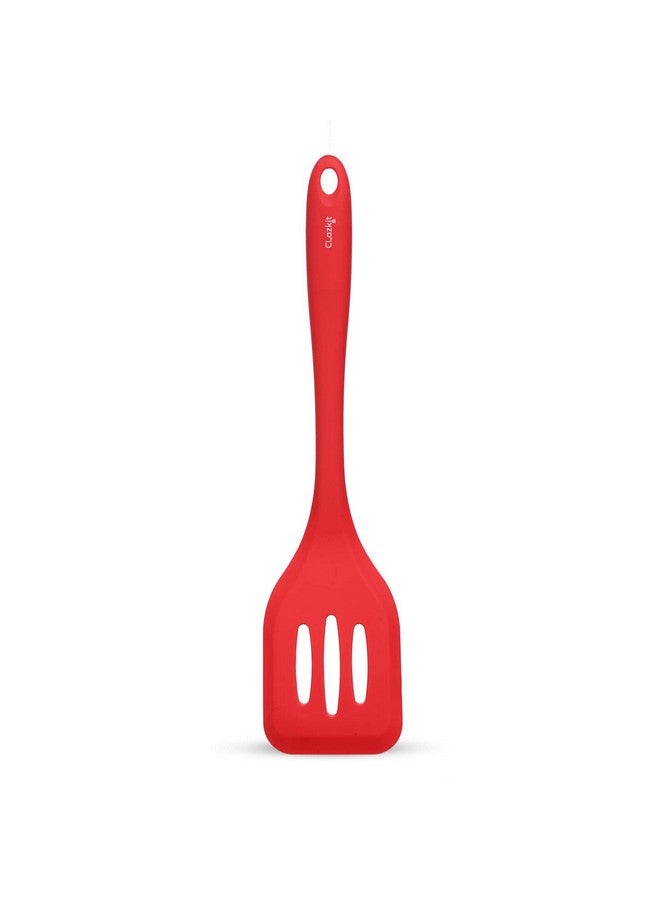 Clazkit YH-551 Premium Silicone Turner Spatula/Slotted Spatula, Ultra Flexible, Hygienic One Piece Design, Non Stick Kitchen Utensil for Dosa, Paratha, Pancakes, Wok, 29cm,Red - Image 1