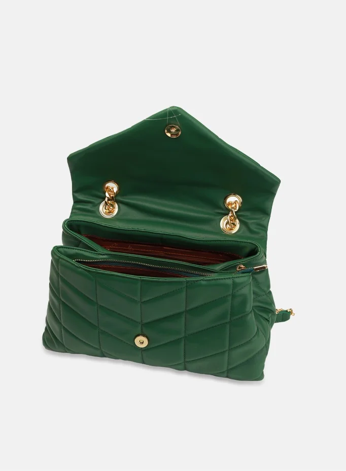 أميكا Natalia Soft Quilted Leather Women's Crossbody Handbag - Green
