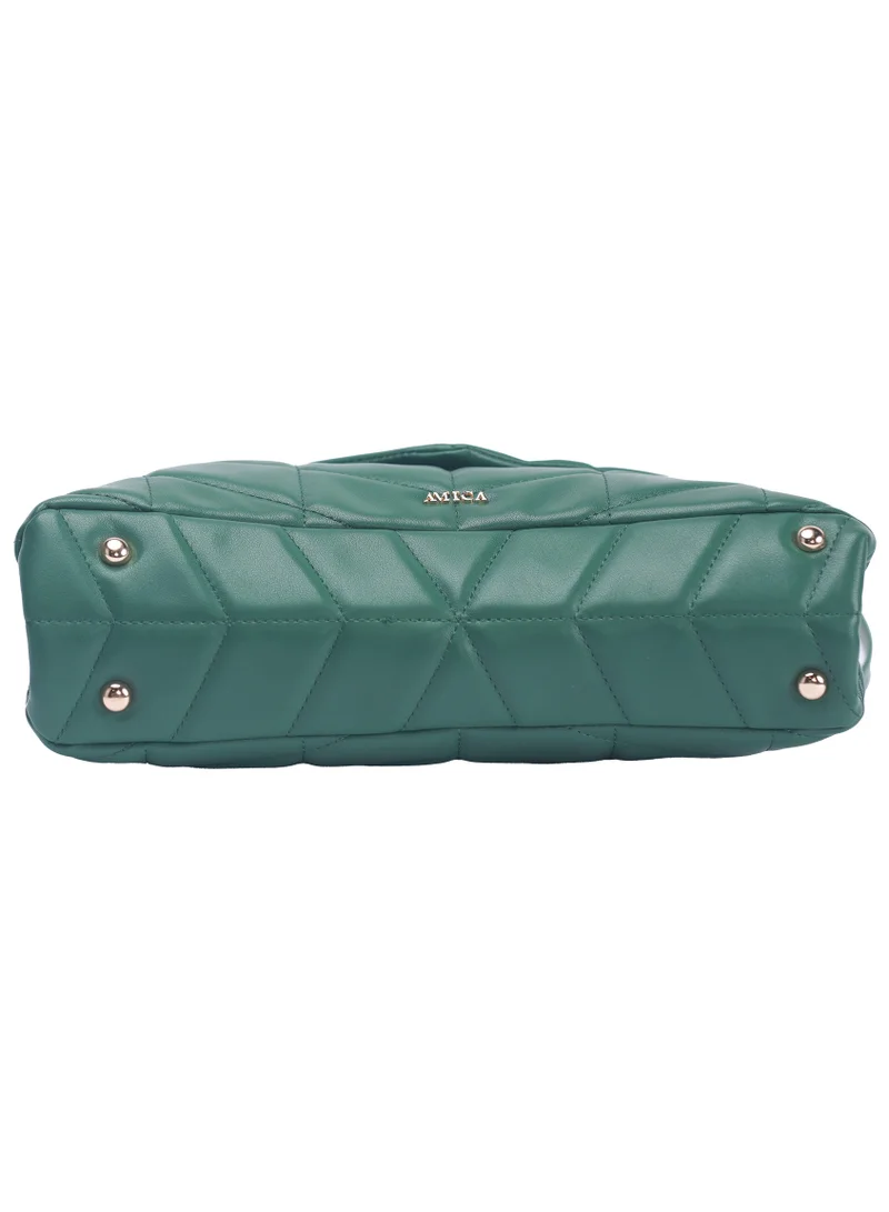 AMICA Natalia Soft Quilted Leather Women's Crossbody Handbag - Green