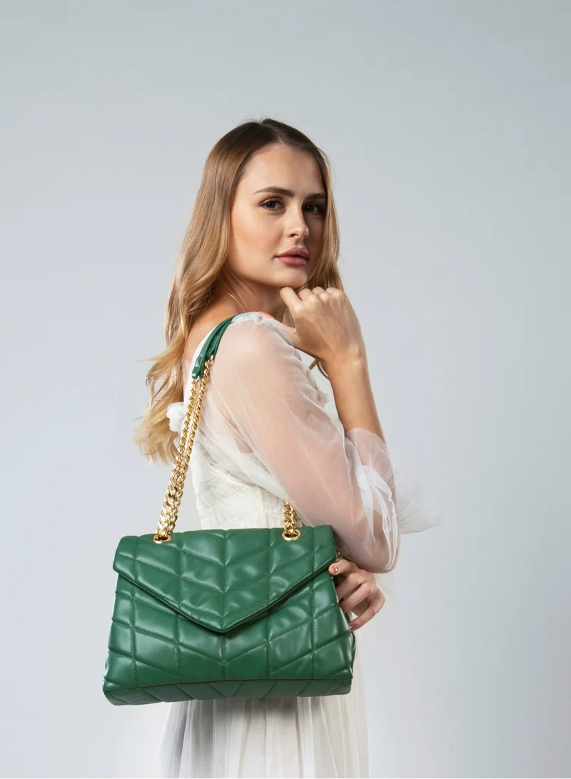 AMICA Natalia Soft Quilted Leather Women's Crossbody Handbag - Green
