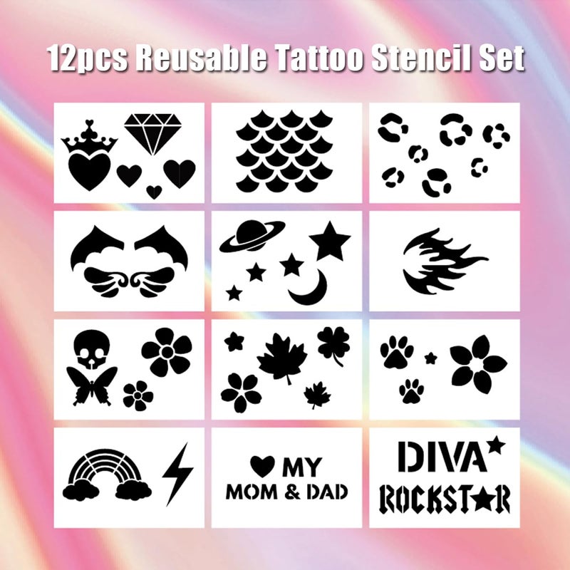 OPAWZ Blow Pen 10 Colors with Tattoo Stencil 12pcs Suit, Temporary Color Dog Hair Dye, Non-Toxic and Washable Pet Hair Dye, Semi Permanent Color Dye for Dogs and Cats Grooming - Image 5