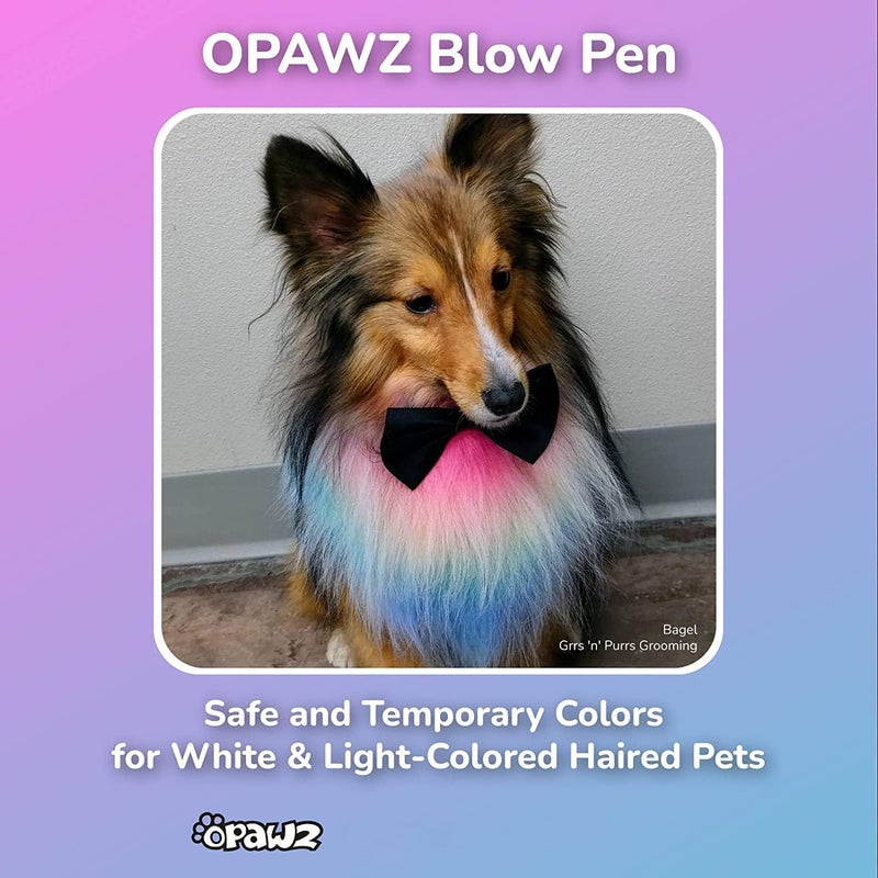 OPAWZ Blow Pen 10 Colors with Tattoo Stencil 12pcs Suit, Temporary Color Dog Hair Dye, Non-Toxic and Washable Pet Hair Dye, Semi Permanent Color Dye for Dogs and Cats Grooming - Image 2