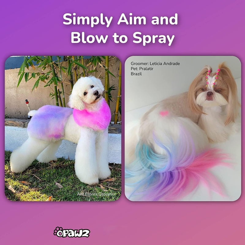 OPAWZ Blow Pen 10 Colors with Tattoo Stencil 12pcs Suit, Temporary Color Dog Hair Dye, Non-Toxic and Washable Pet Hair Dye, Semi Permanent Color Dye for Dogs and Cats Grooming - Image 4