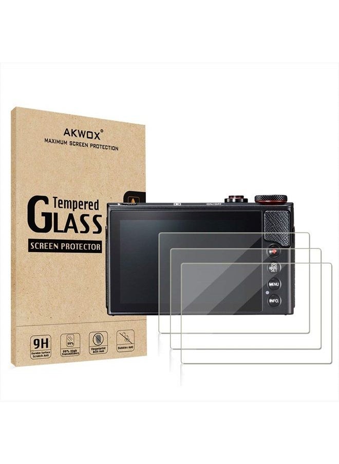 AKWOX - (Pack of 3) Compatible Canon Eos M50 M6D M100 LCD Screen Protector, AKWOX 9H Hardness 0.33mm Camera Tempered Glass Film for Canon EOS M100, EOS M6, M50, PowerShot G9 X Mark II, G7 X Mark II, G5 X, G9 - Image 1