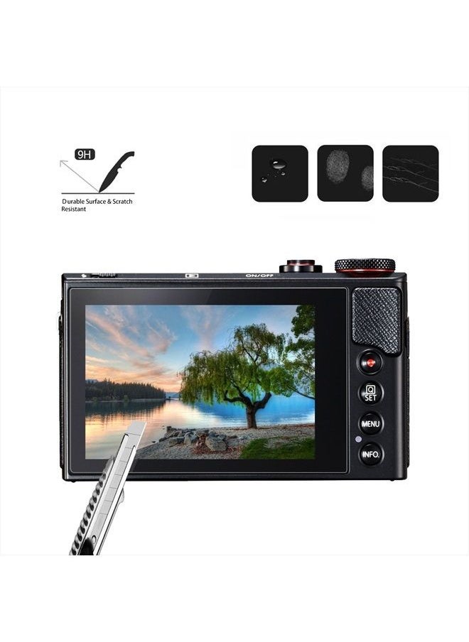 AKWOX - (Pack of 3) Compatible Canon Eos M50 M6D M100 LCD Screen Protector, AKWOX 9H Hardness 0.33mm Camera Tempered Glass Film for Canon EOS M100, EOS M6, M50, PowerShot G9 X Mark II, G7 X Mark II, G5 X, G9 - Image 1