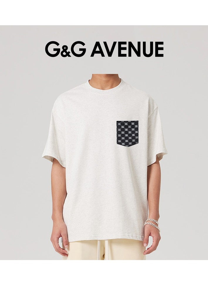 G&G AVENUE Heavy cotton fabric Unisex Summer Cotton High Quality Round Neck T-shirt Oversized Fashion Left Chest Logo Top T-shirt  - Image 4