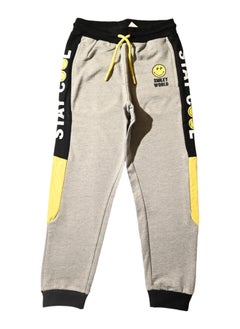 SMILEY Smiley World Sweatpants, Grey with Black and Yellow Accents, Drawstring Waist  - Image 1